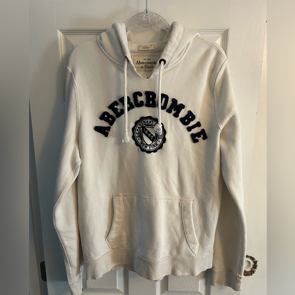 Abercrombie and Fitch Co. Muscle Hoodie White Distressed Size L - Picture 1 of 16